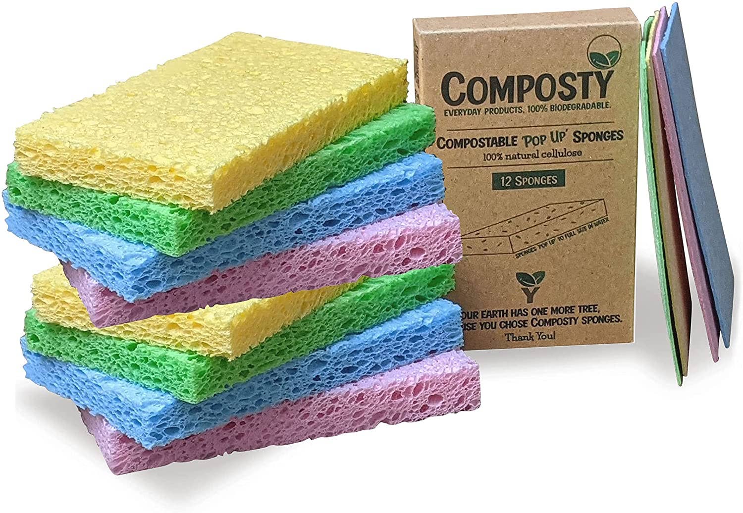 Natural Kitchen Sponge - Biodegradable Compostable Cellulose and
