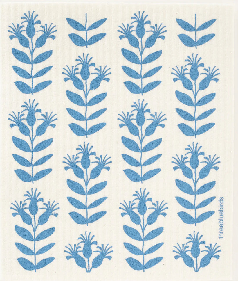 Three Bluebirds Swedish Dishcloth