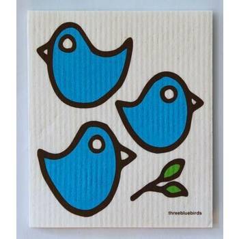 Three Bluebirds Swedish Dishcloth